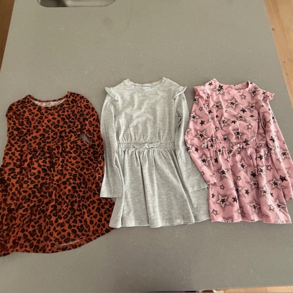 3 Little Girl Size 5 & 6 Long Sleeve Dress Bundle of 3 (one never worn, EUC)